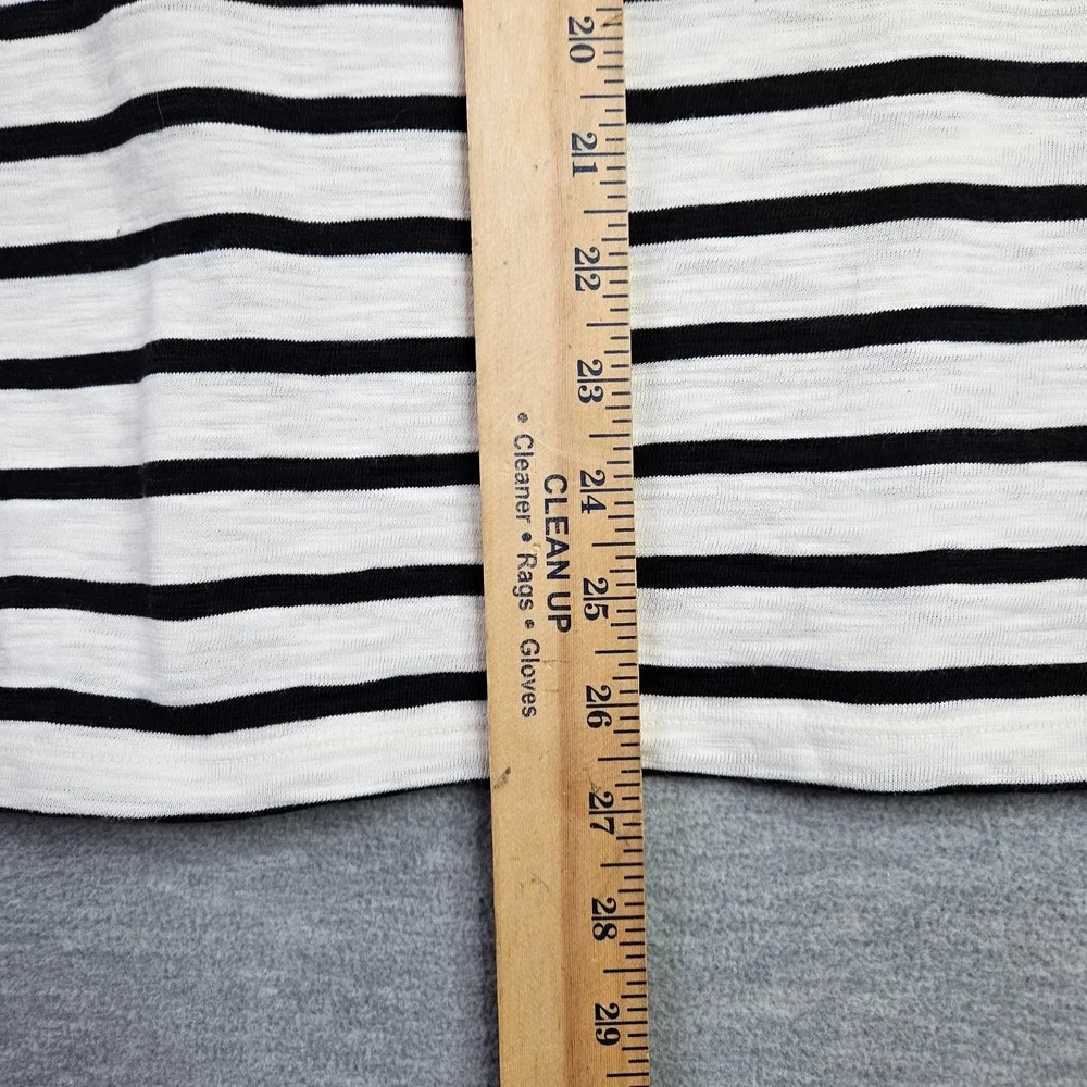 Talbots Plus Petite Women's 3XP Black White Striped Square Neck 3/4 Sleeve Top